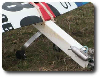 Closer view of the bent landing gear and slimey fuse.