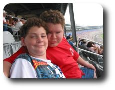  Matthew and Michael cheesing in the stands